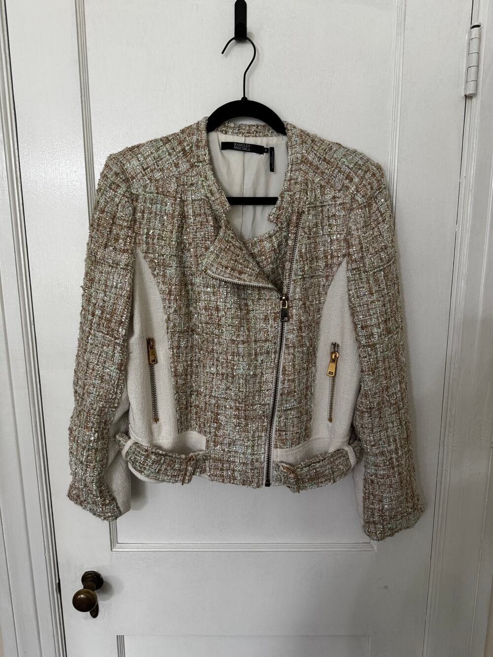 Badgley Mischka Tweed Moto Jacket